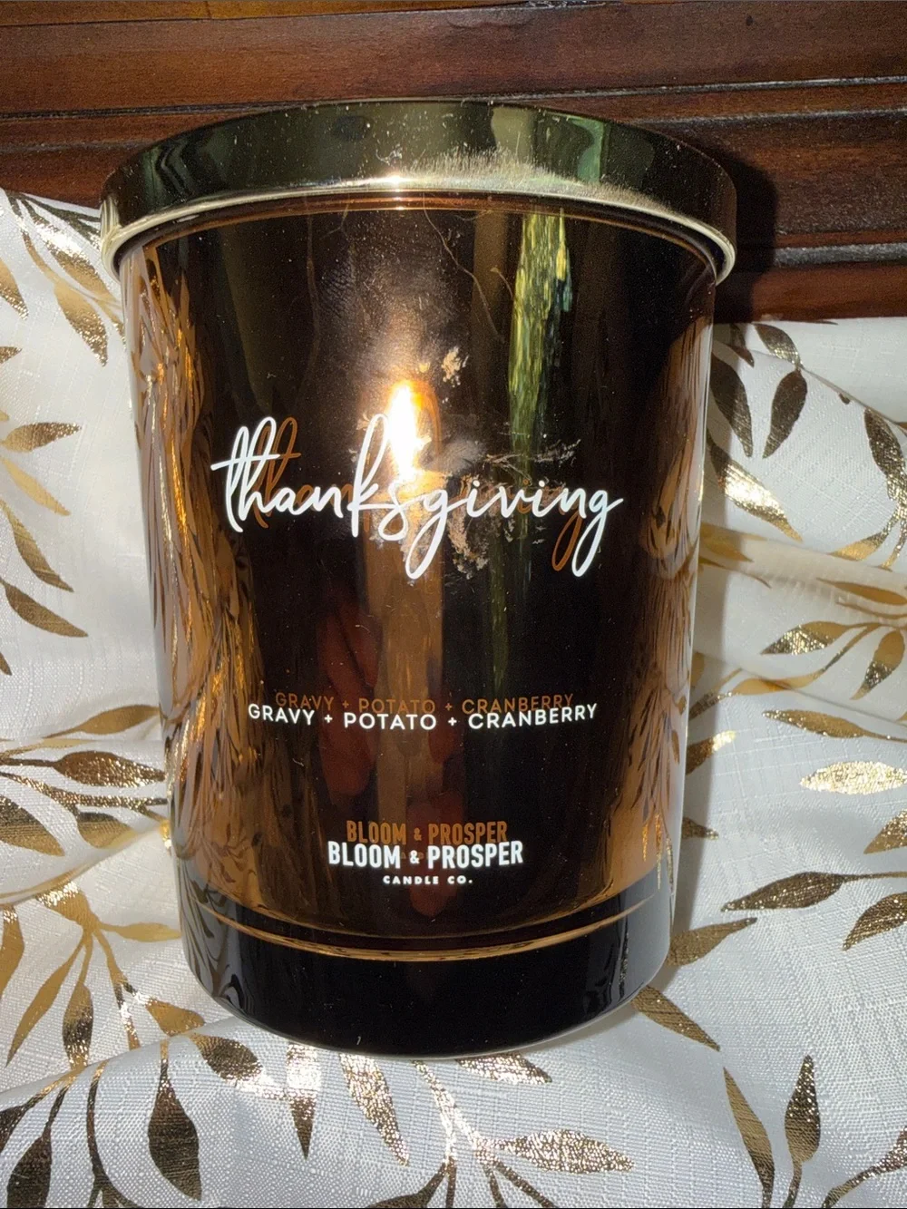 Thanksgiving Scented Candle - Metallic Brown